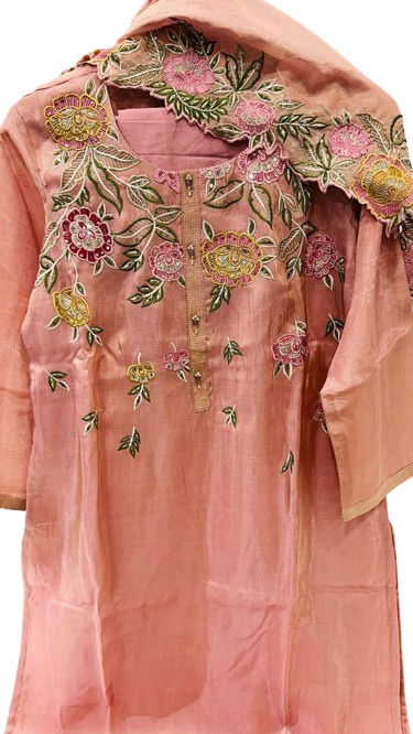 Shimmer tissue fully embroidered suit set