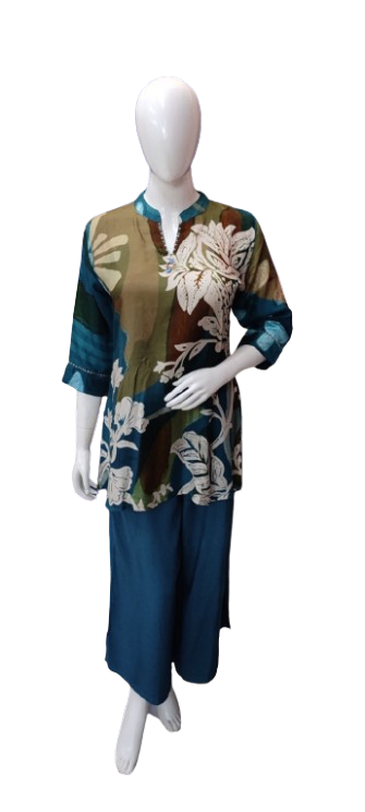 Pure muslin silk digital printed co ord set