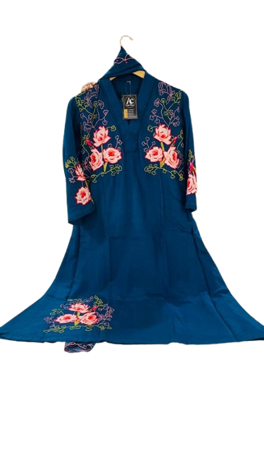 Pretty mul Chanderi embroidery suit set