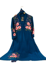 Pretty mul Chanderi embroidery suit set