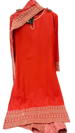Celebrity design pretty red silk suit