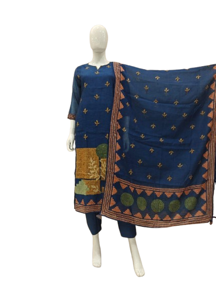 Chanderi silk githan work suit set