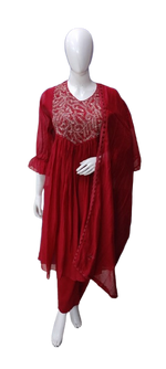 Pretty mul chanderi embroidery suit set