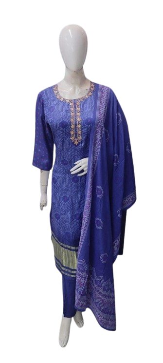 Gaji silk lakri patta suit set