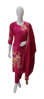 Pretty Russian silk digital printed highlighted suit set