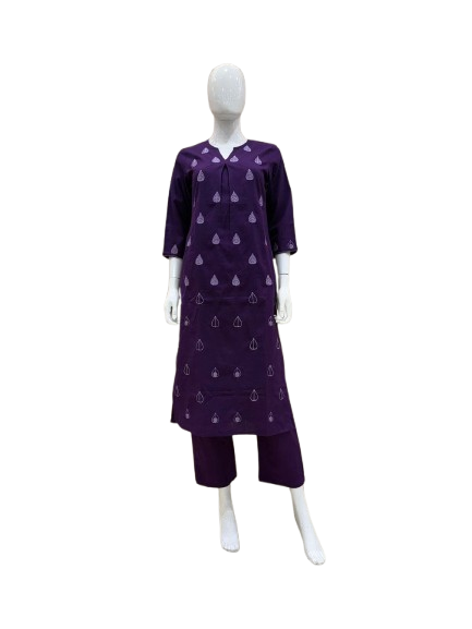 Pure cotton embroidery kurta pant