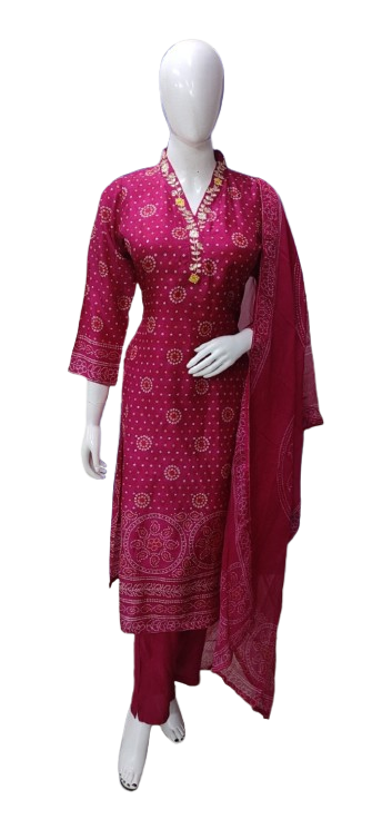 Pretty Russian silk digital printed suit set