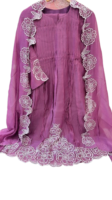 Pretty Mul chanderi hand embroidery suit set