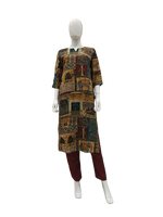 Cotton silk pichwai katha stitched kurta pant