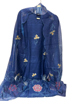 Pretty linen chanderi suit with gitthan work