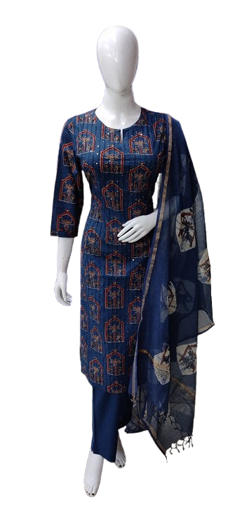 Pretty cotton suit with Kota doria dupatta