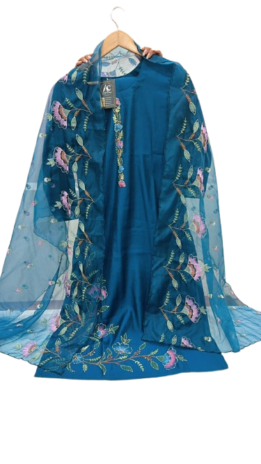 Pretty Muslin front n back embroidered suit set