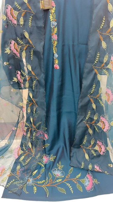 Pretty Muslin front n back embroidered suit set