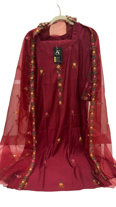 Pretty Muslin front n back embroidered suit set