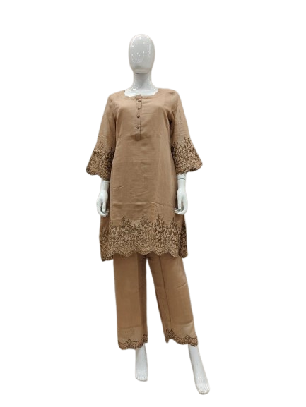 Pretty Mul chanderi embroidery co ord set