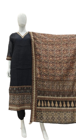 Pretty chanderi silk with heavy katha stitch dupatta