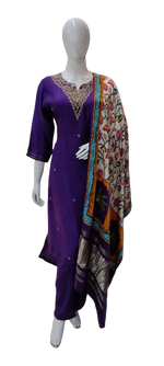 Gaji silk lakri patta dupatta suit set