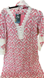 Lace detailing V neck cotton suit set