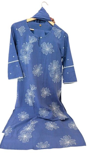 Must buy embroidered cotton suit set in powder blue