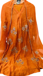 Pure mul Pretty applique work Mul chanderi lining suit set true to size