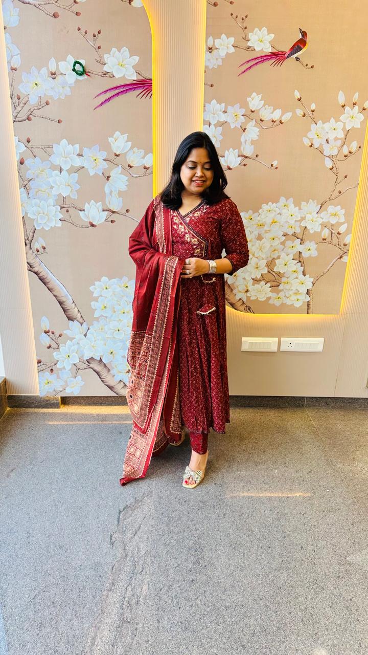 Cotton angrakha full suit set