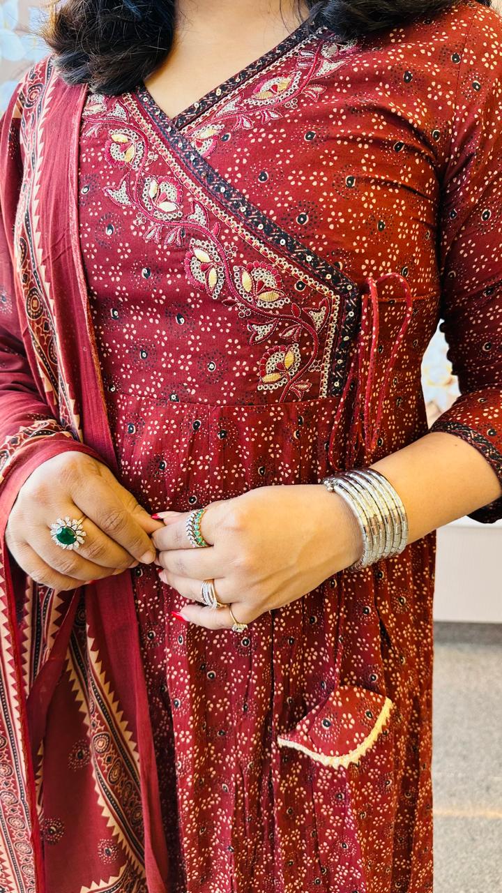 Cotton angrakha full suit set