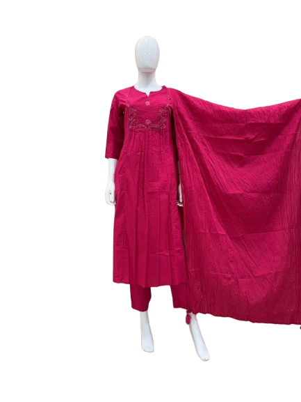 Pure cotton embroidery full suit set