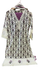 Pure cotton V neck lace detailing suit set