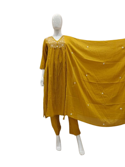 Pure cotton embroidery full suit set