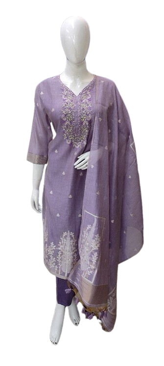 Pure Jamdani hand woven premium embroidered suit set
