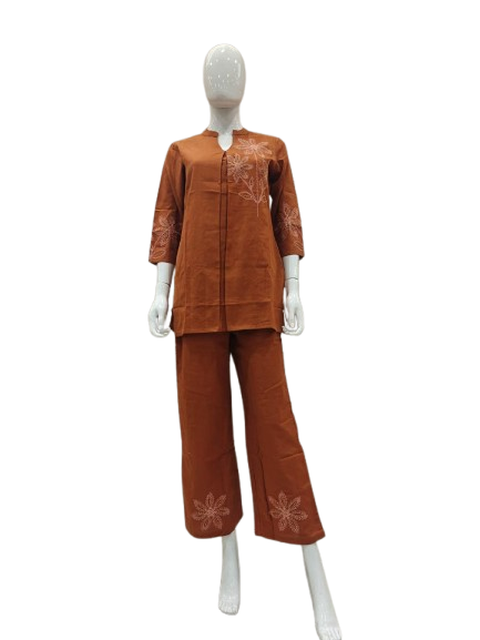 Pure cotton embroidered Co ord set