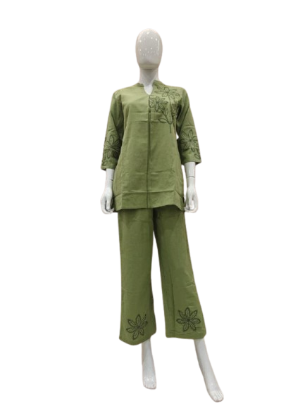 Pure cotton embroidered Co ord set