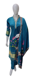 Gaji silk lakri patta full suit set