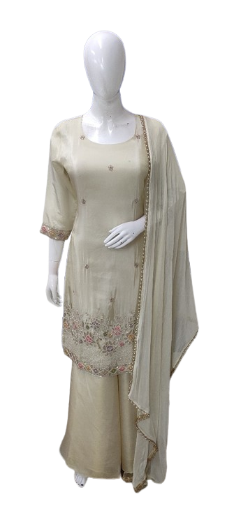 Gold shimmer heavy detailing sharara suit set