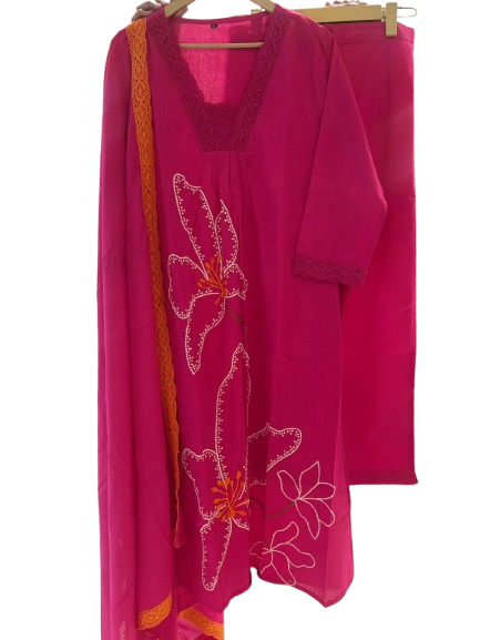 Pure cotton embroidered full suit