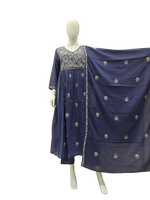 Pure cotton angrakha chikankari embroidery suit set in purple