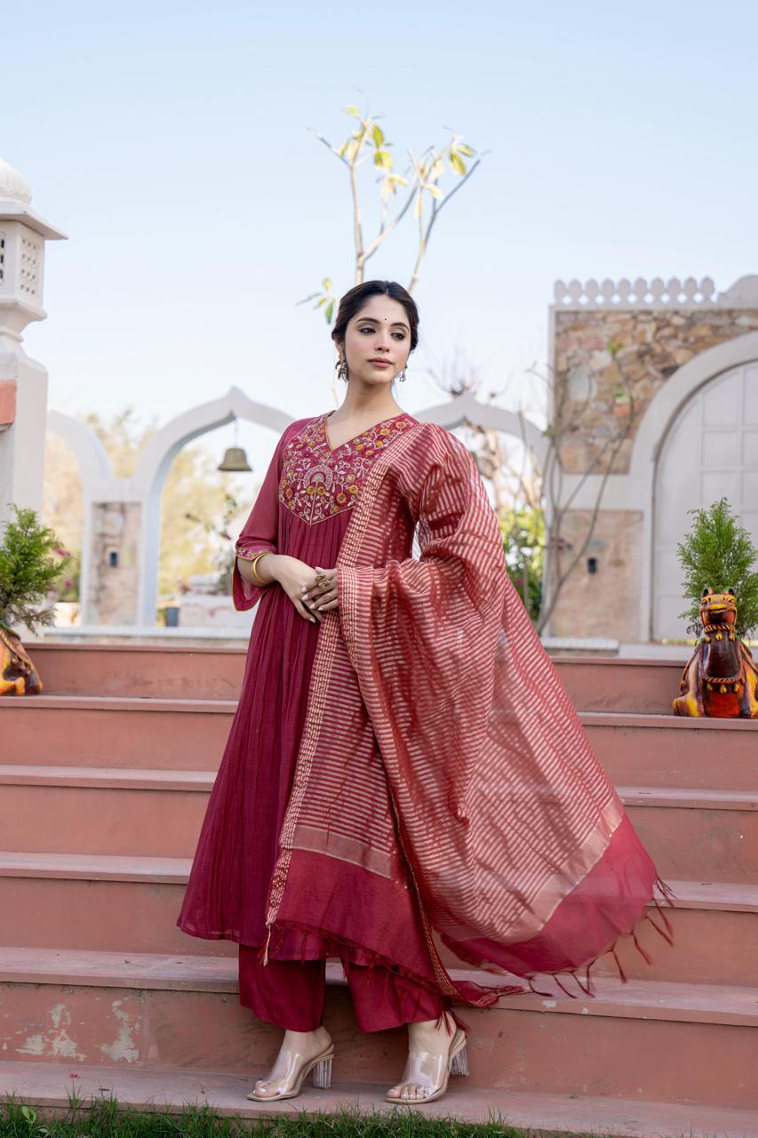 Super pretty Mul chanderi suit set