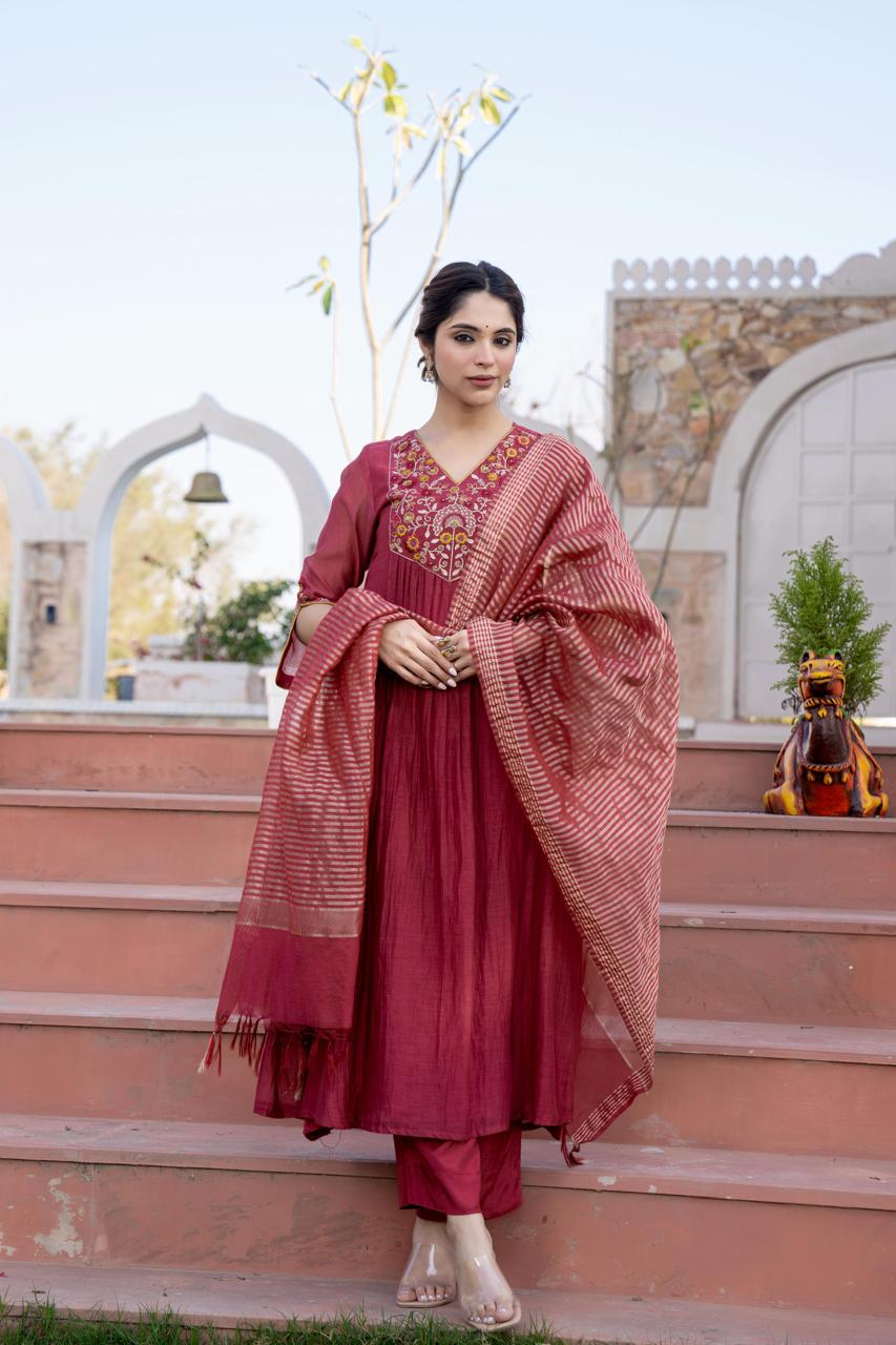Super pretty Mul chanderi suit set