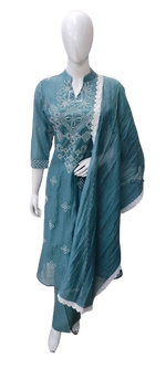 Pretty Mul chanderi embroidery suit set