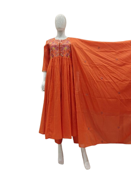 Pure cotton embroidered anakali suit set suit set