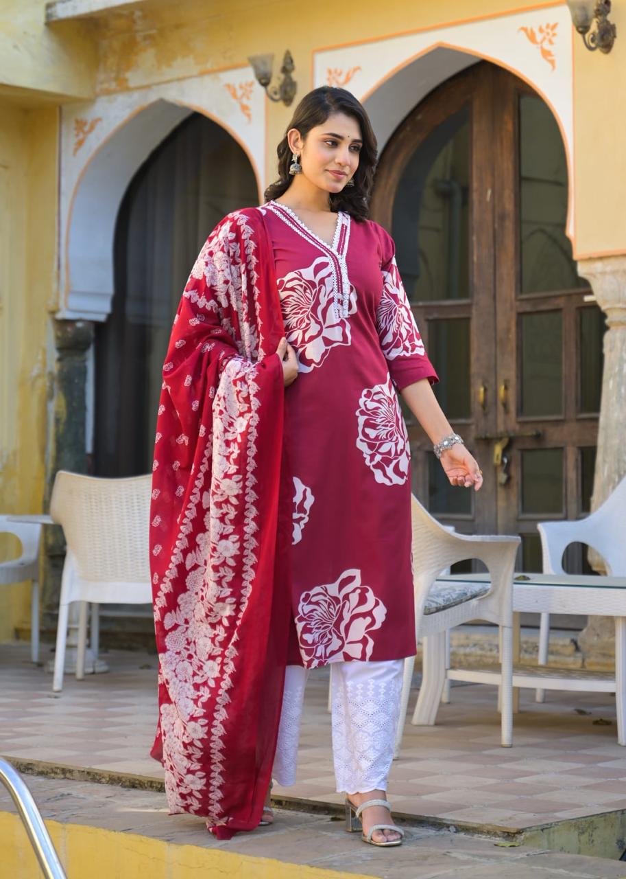 Premium cotton suit set paired with shifli pants