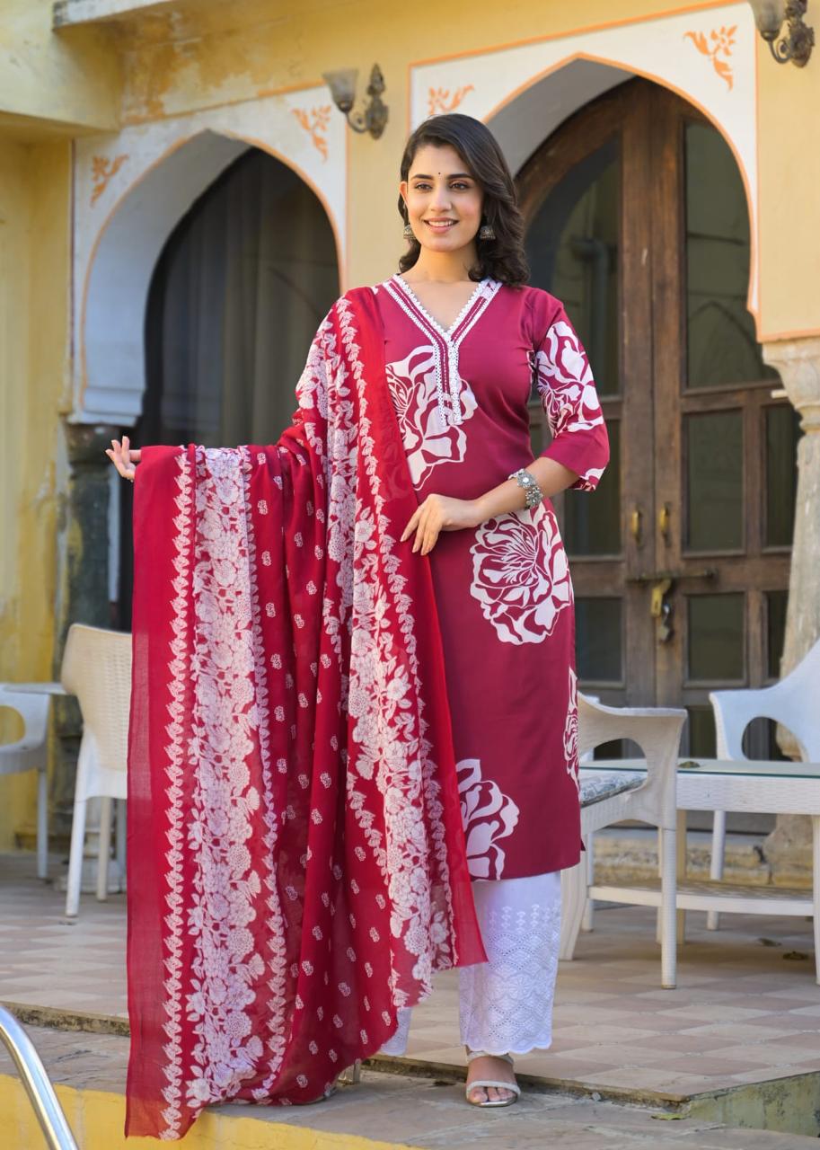 Premium cotton suit set paired with shifli pants