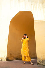 Wow cotton kurta pant with pocket in yellow