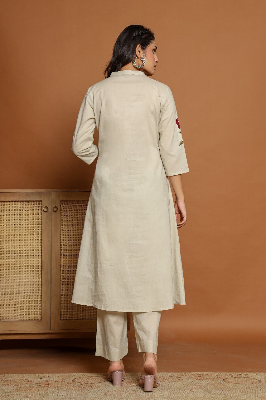 Pretty cotton embroidered kurta pant