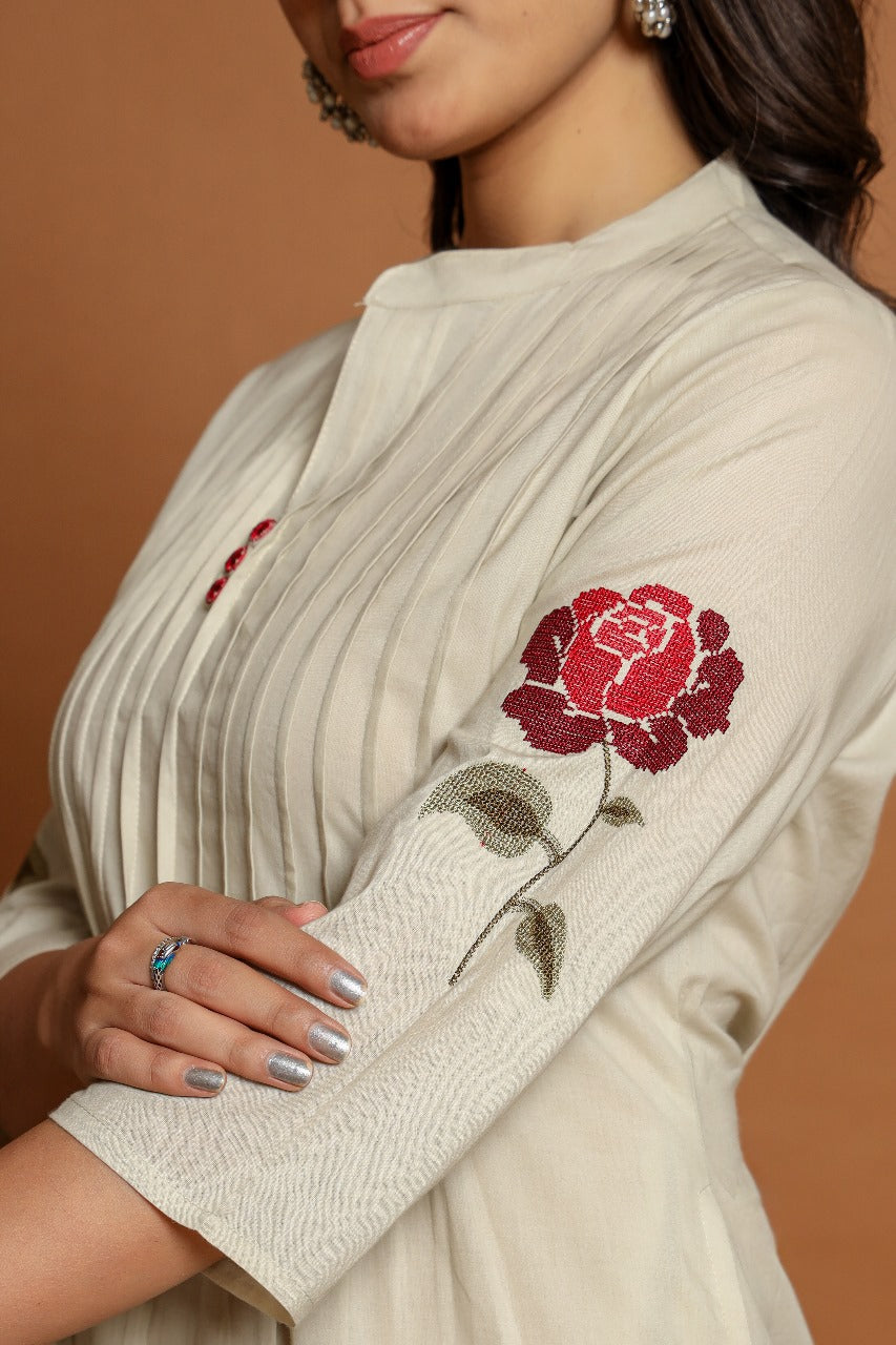 Pretty cotton embroidered kurta pant