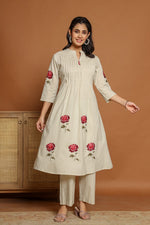 Pretty cotton embroidered kurta pant