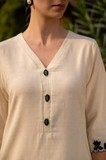 V neck cut work kurta pant