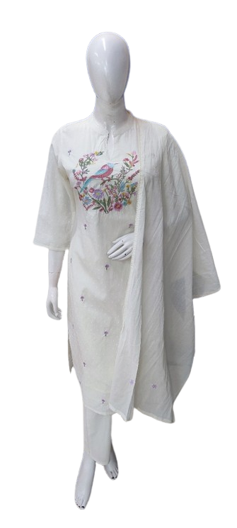Dobby cotton embroidery suit set
