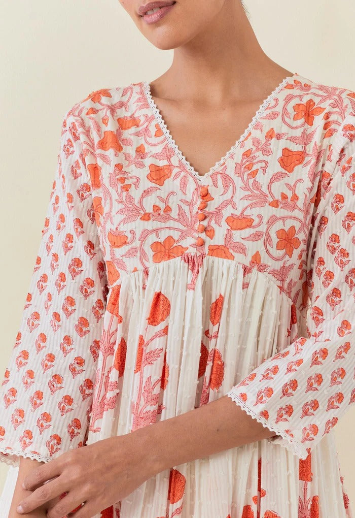 Pure cotton Alia cut half lining suit set in orange