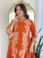 Pure cotton embroidered co ord set in rust dispatch in 5-6 days!